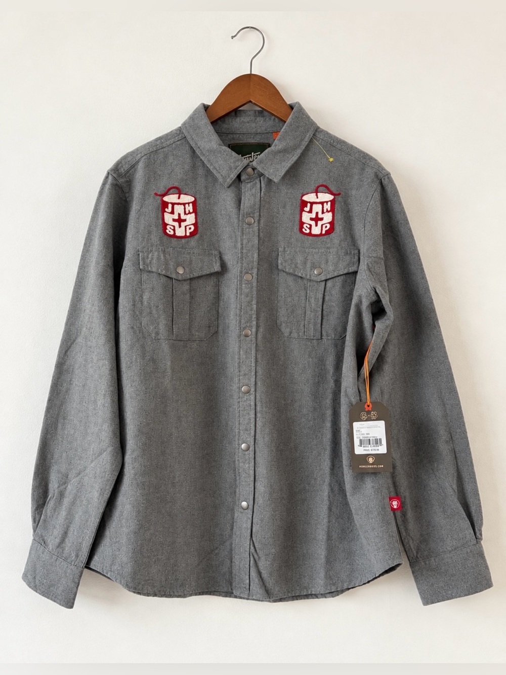 Howler Bros JHSP Flannel Shirt Men’s L Jackson Hole Ski Patrol Gray NWT